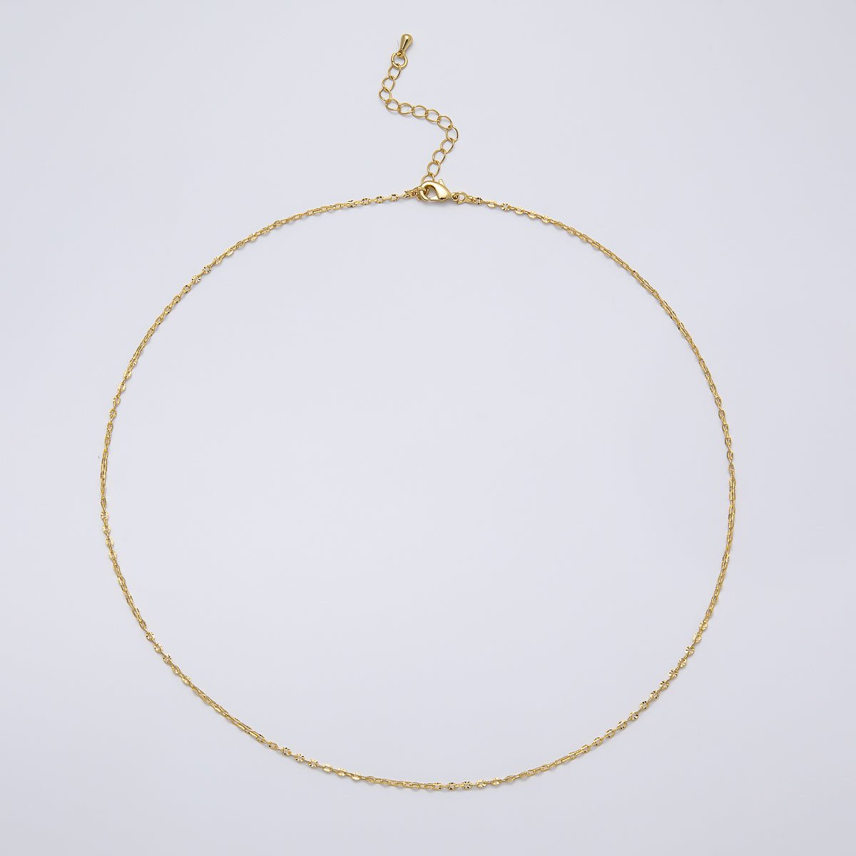 16K Gold Filled 1.5mm Minimalist Cable Chain 18 Inch Necklace w. Extender | WA-04254