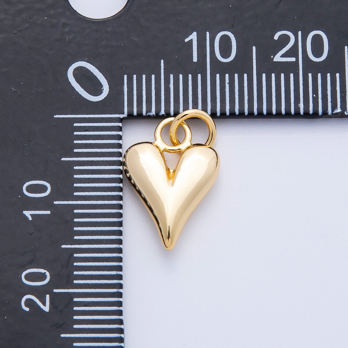 16K Gold Filled 15mm Puff Heart 3D Multidimensional Earring Charm | Charms-00263