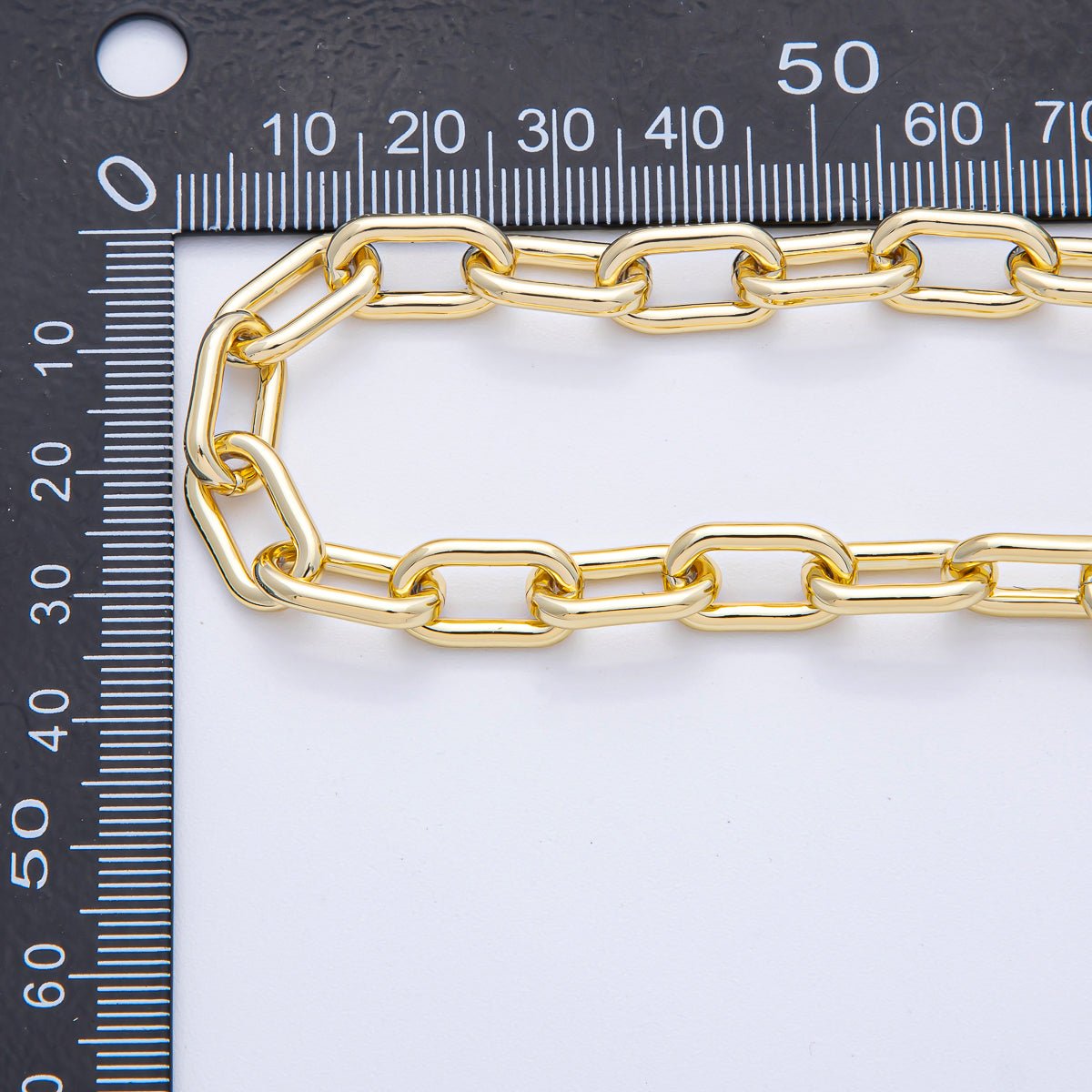 16K Gold Filled 15mm x 8mm Paperclip Unfinished Chain by Yard | Roll-1785