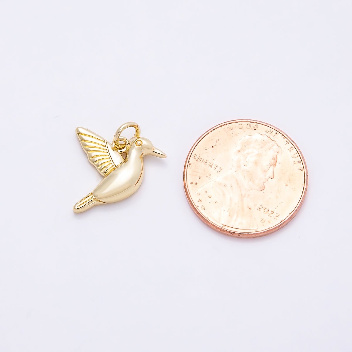16K Gold Filled 16mm Minimalist Bird Animal 3D Multidimensional Charm | Charms-00865