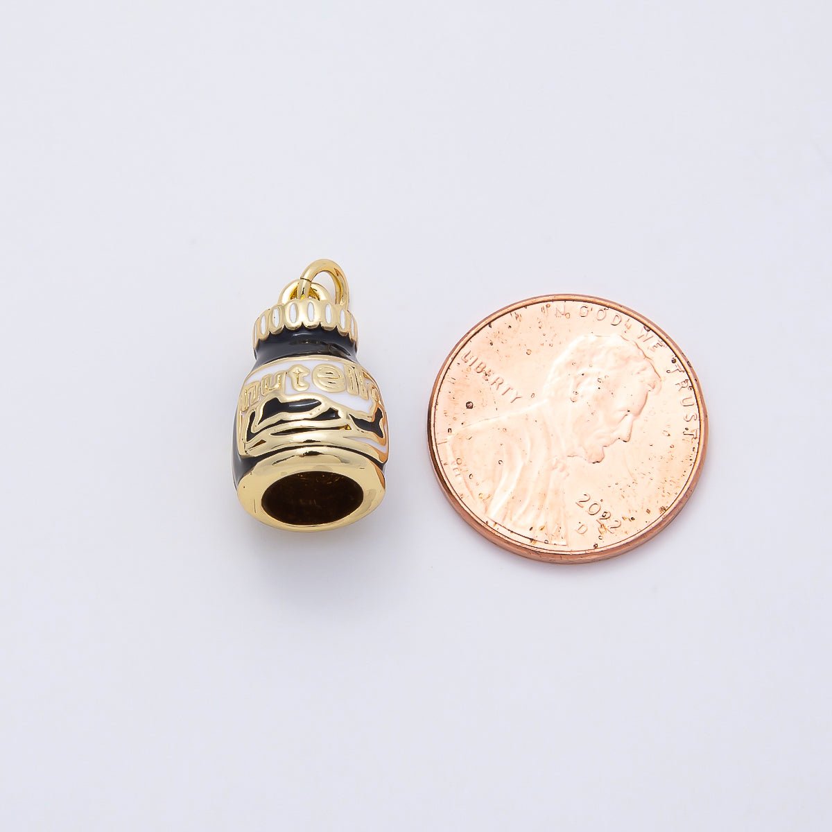 16K Gold Filled 17mm Chocolate Jar Enamel 3D Multidimensional Charm | Charms-01108