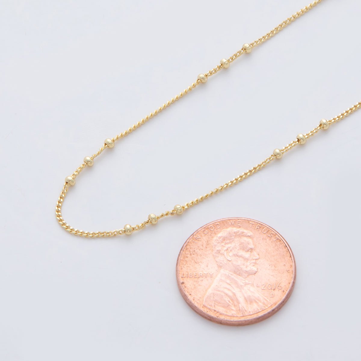16K Gold Filled 1.7mm Curb Satellite Unfinished Chain by Yard | Roll-1564