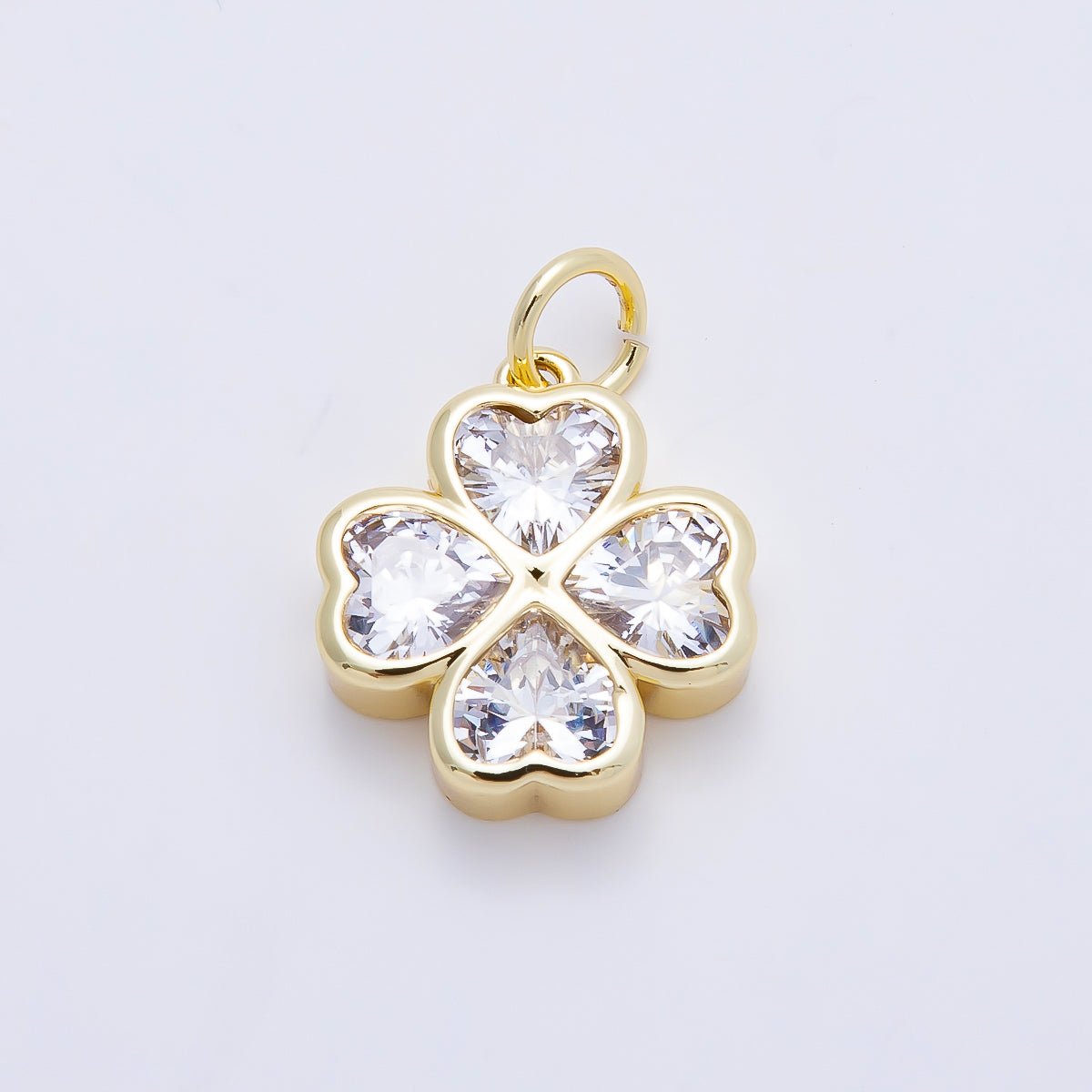 16K Gold Filled 17mm Multicolor, Clear CZ Clover Flower Charm | Charms-01196 Charms-01197