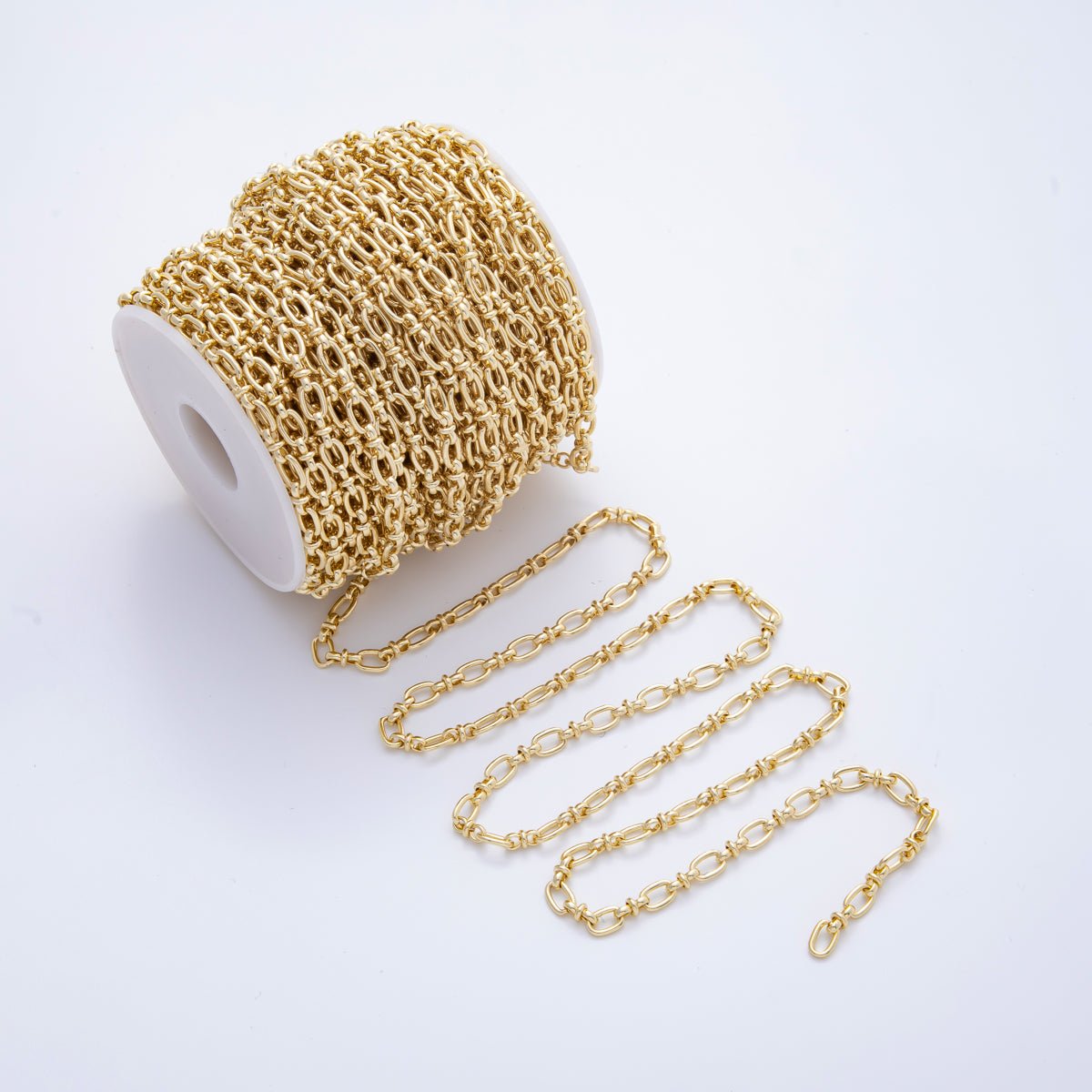 16K Gold Filled 8mm x 4mm Unfinished Unique Chain Oval Cable Rolo Chain by Yard | ROLL-1696