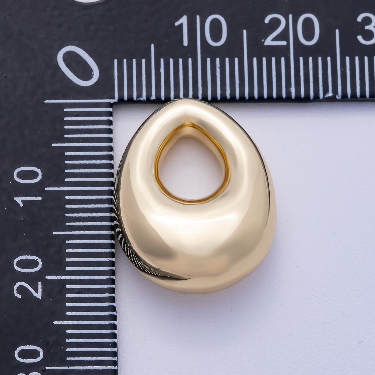 16K Gold Filled 22mm Minimalist Chubby Geometric Teardrop Bead Pendant | BEADS-00235