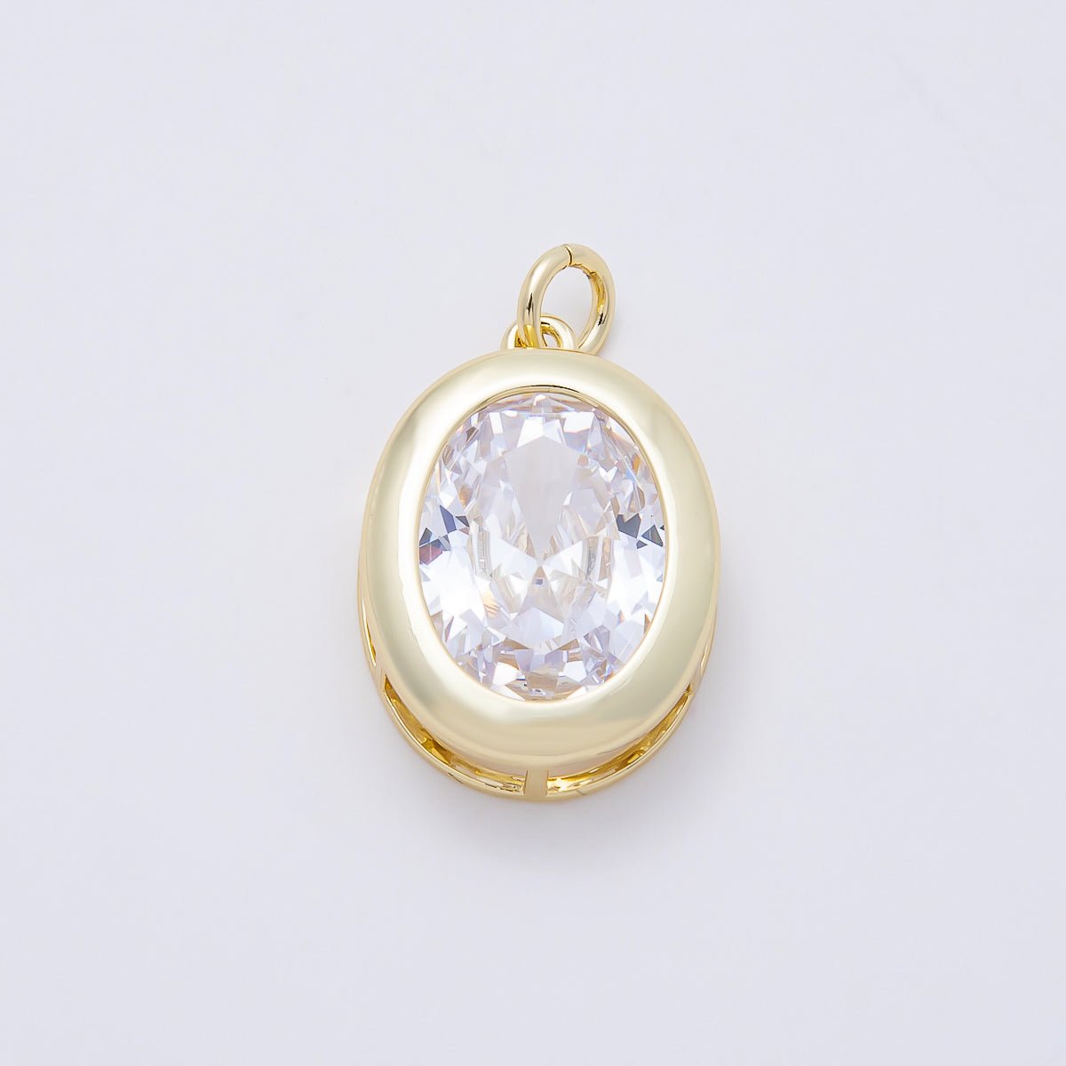16K Gold Filled 23mm Clear, Turquoise Oval Bezel Charm | Charms-01100 Charms-01101