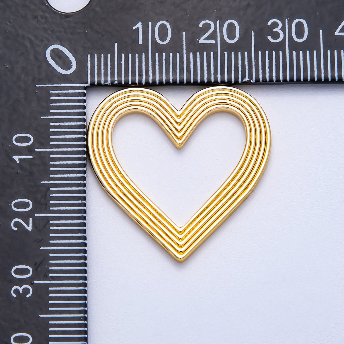 16K Gold Filled 26mm Ribbed Open Heart Charm Findings | Findings-00152