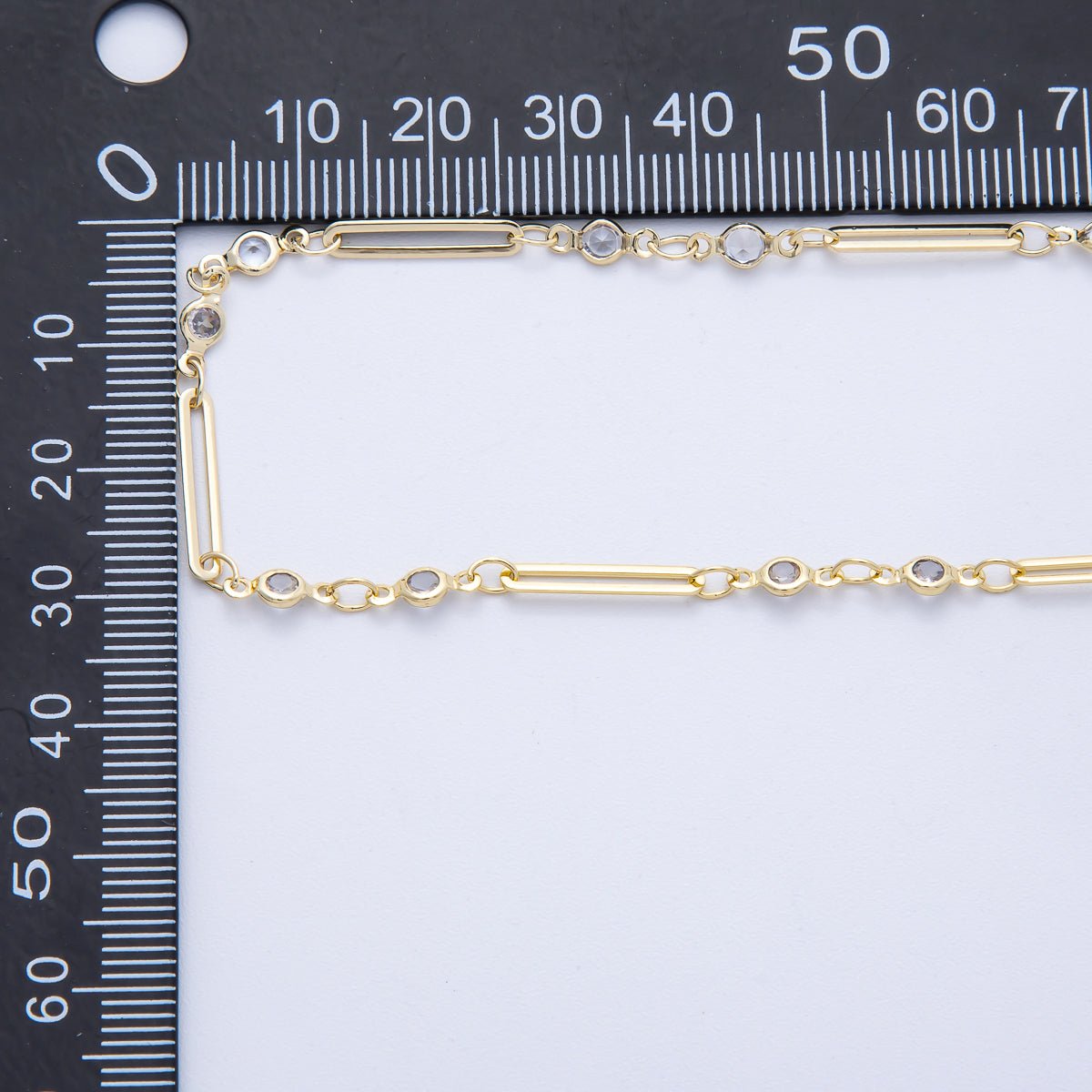 16K Gold Filled 2.8mm Clear CZ Round Paperclip Unfinished Chain by Yard | Roll-01842