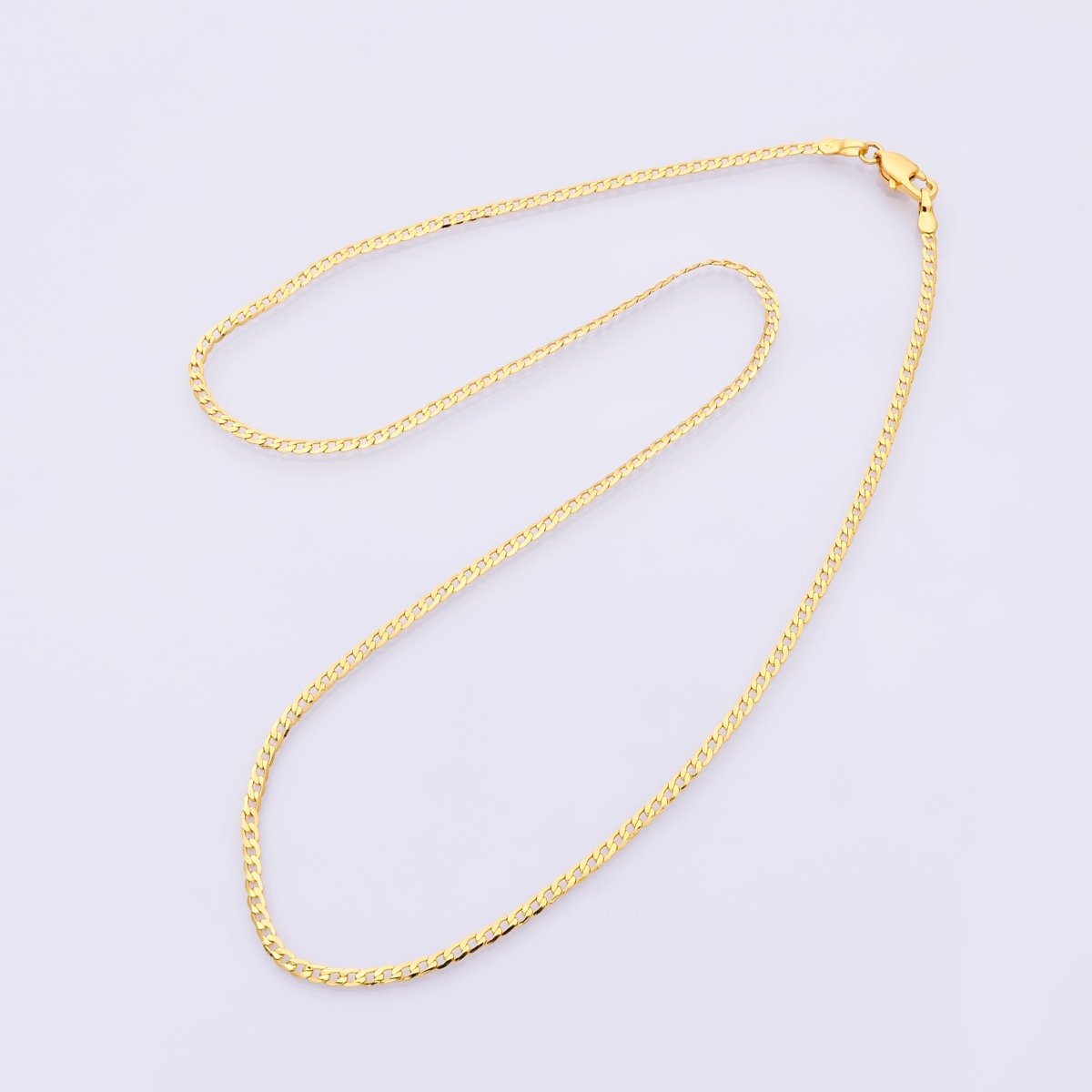 16K Gold Filled 2mm Minimalist Curb Chain 17.5 Inch Necklace | WA-04145
