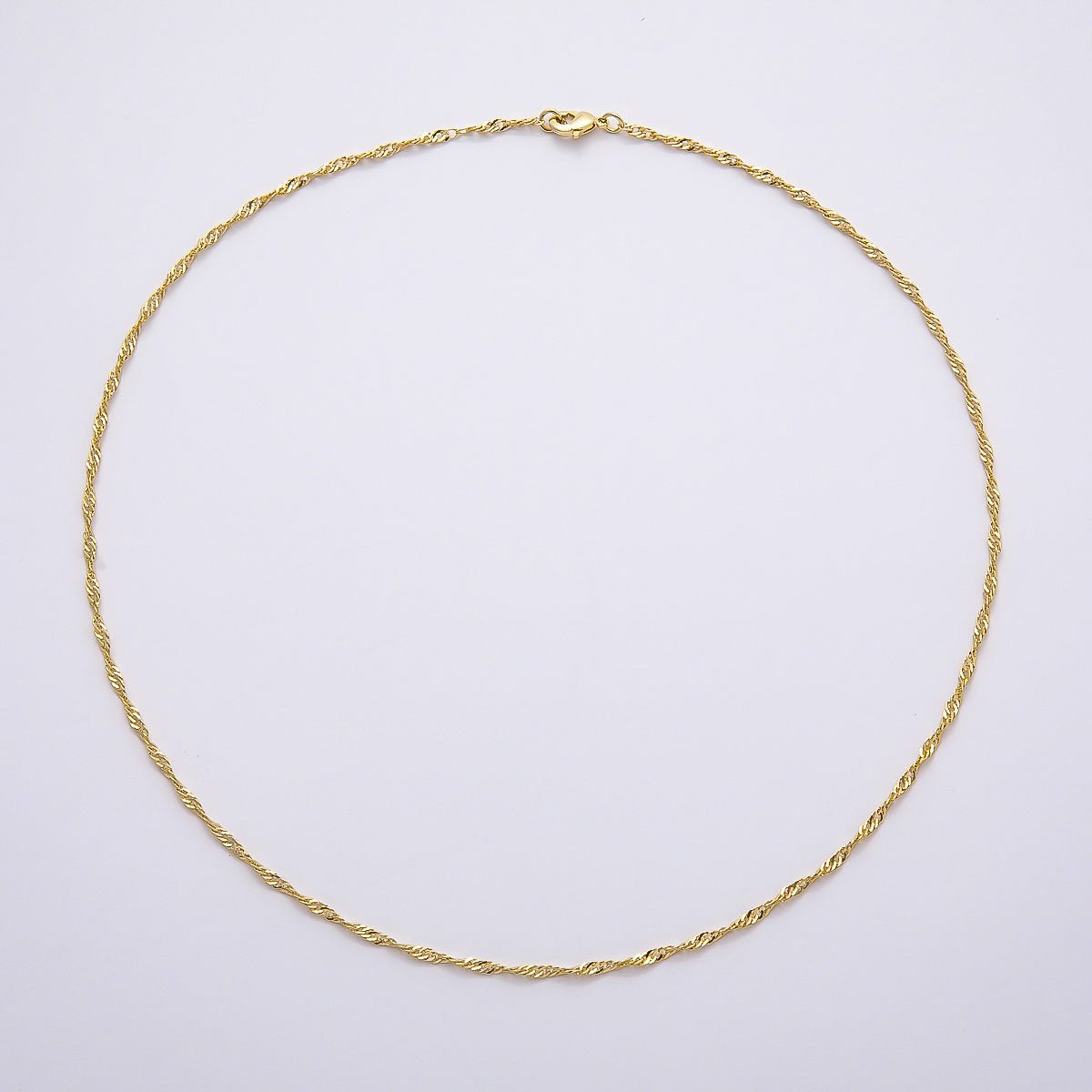 16K Gold Filled 2mm Twisted Singapore Chain 18 Inch Necklace | WA-04483