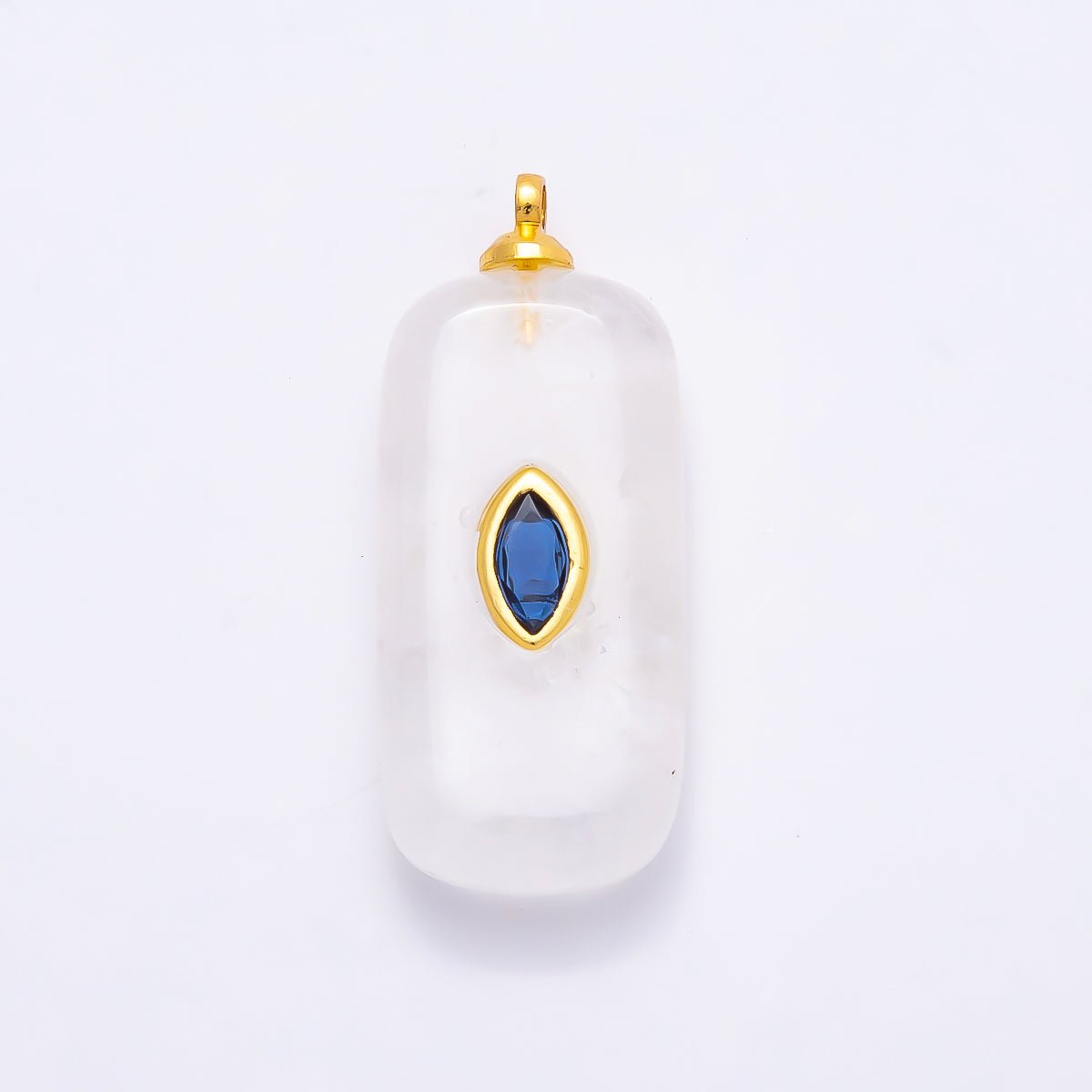 16K Gold Filled 30mm Multicolor CZ Embedded Gemstone Rectangular Pendant | Charms-00826 ~ Charms-00833