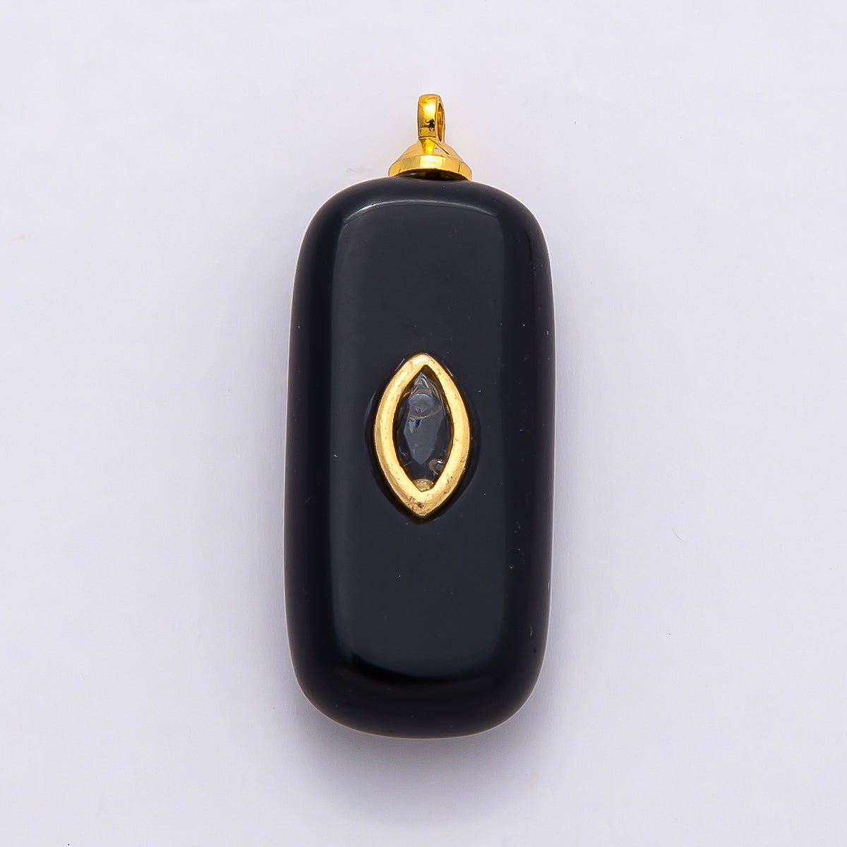 16K Gold Filled 30mm Multicolor CZ Embedded Gemstone Rectangular Pendant | Charms-00826 ~ Charms-00833