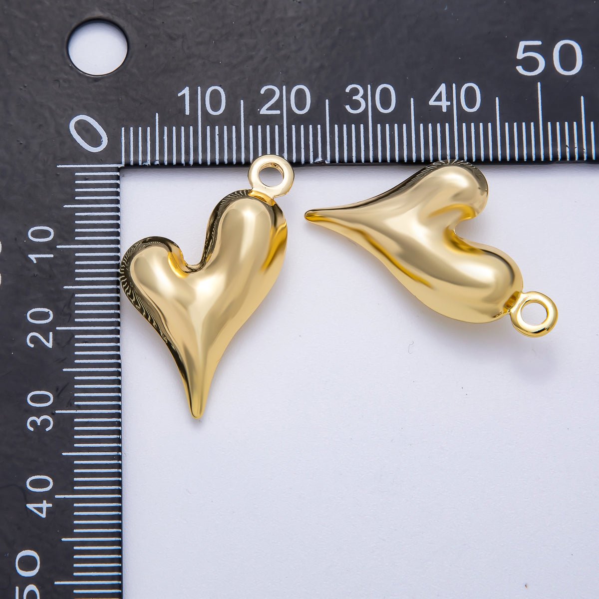 16K Gold Filled 32mm Minimalist Molten Heart 3D Multidimensional Charm in Gold & Silver | Charms-00617 Charms-00618