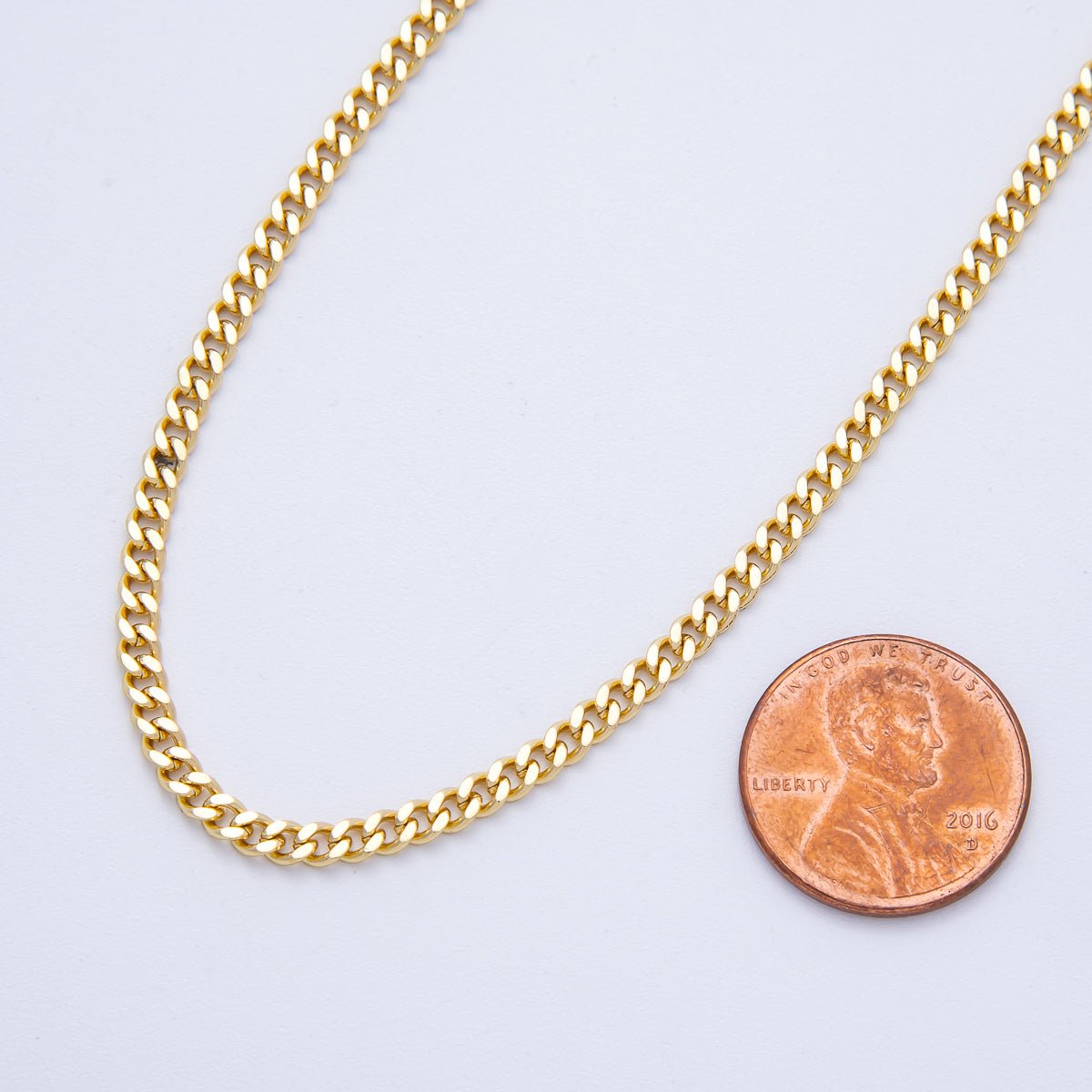 16K Gold Filled 3mm Minimalist Curb Unfinished Chain by Yard | Roll-1843