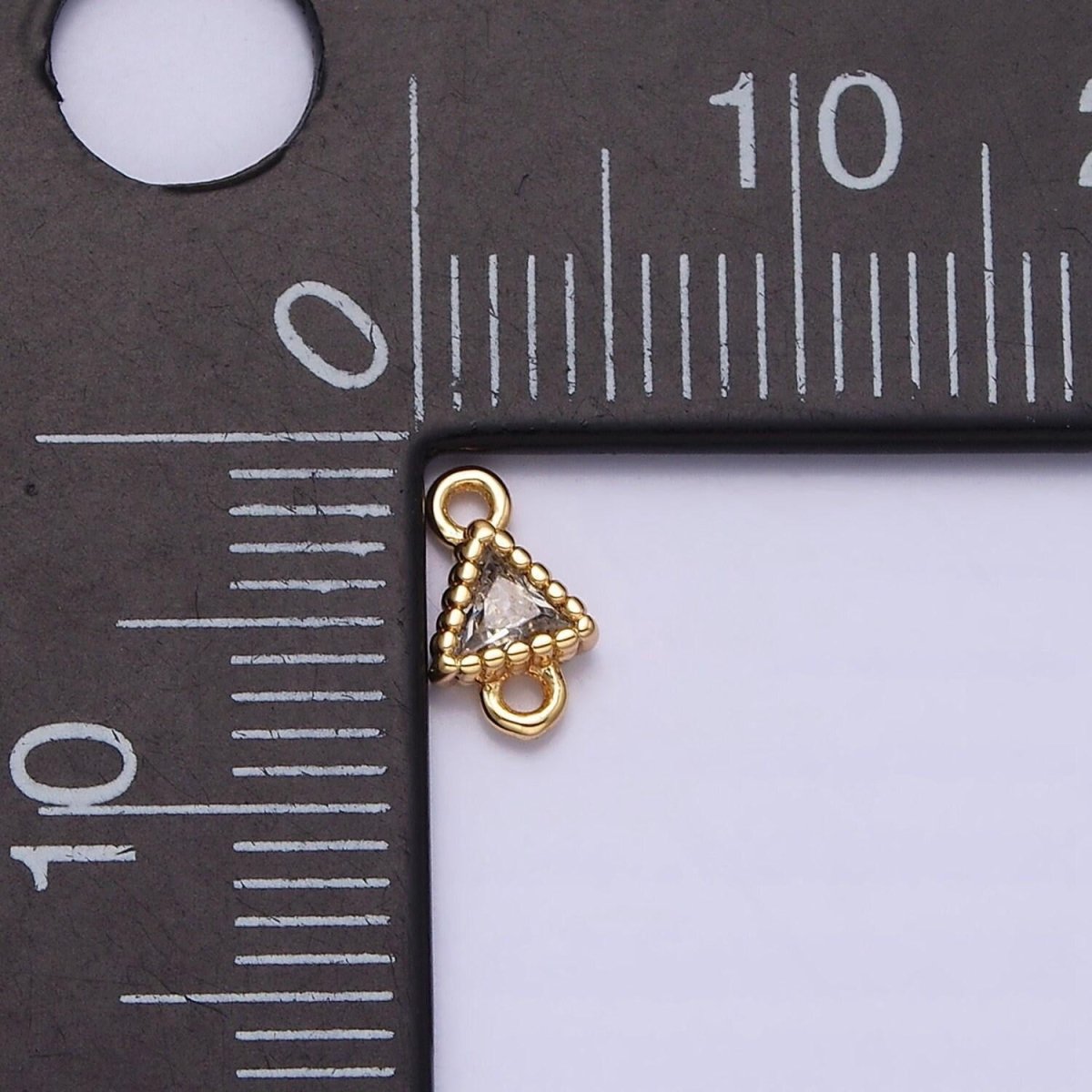 16K Gold Filled 4.5mm Clear CZ Triangle Connector in Gold & Silver | Y906