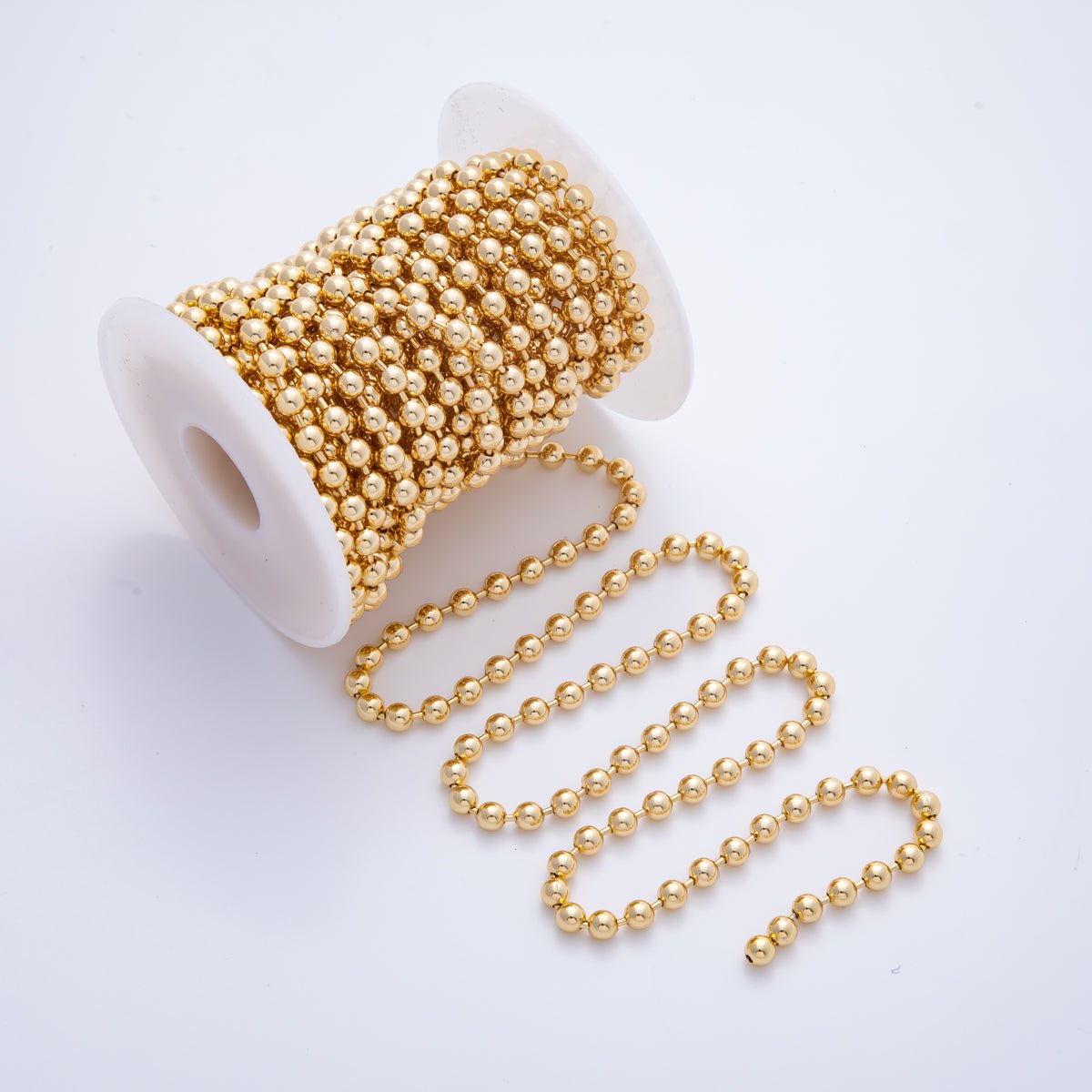 16K Gold Filled 5mm Ball Bead Beads Unfinished Chain by Yard | Roll-1688