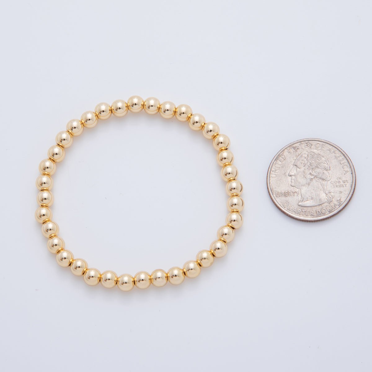 16K Gold Filled 5mm Minimalist Round Ball Stretch Bracelet | WA-04150