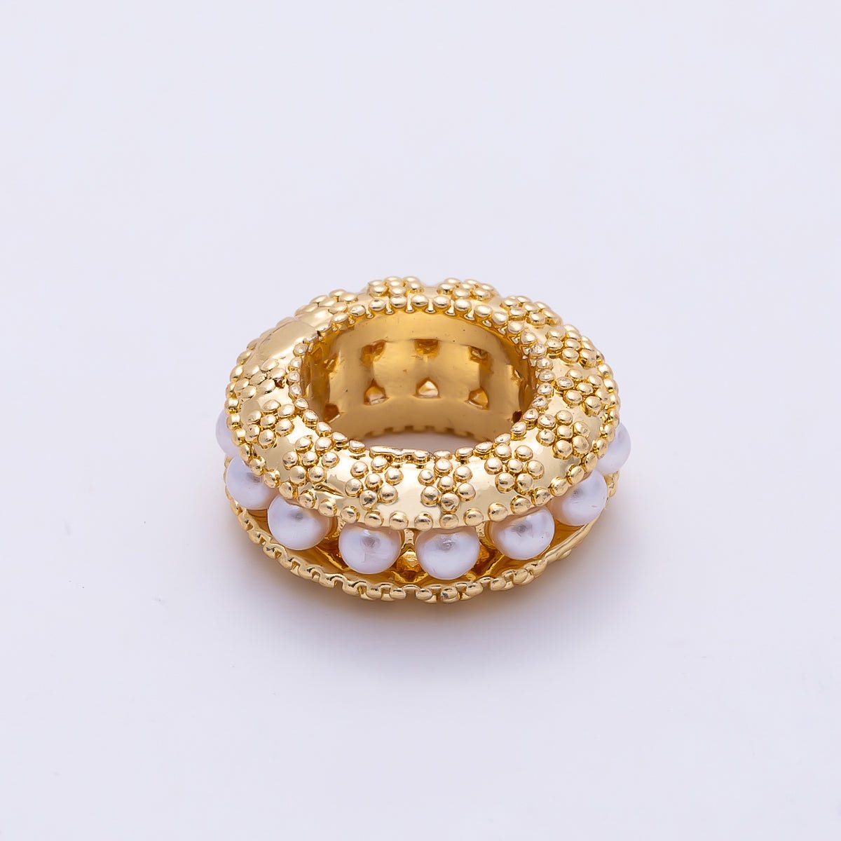 16K Gold Filled 12.5mm Shell Pearl Lined Rondelle Bead | Beads-00536