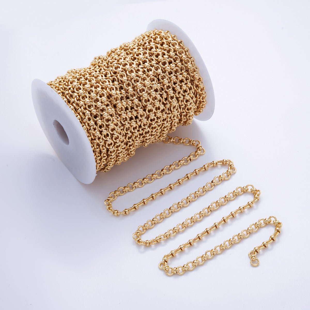 16K Gold Filled 6.8mm Rolo Figure Eight Link Unfinished Chain by Yard | Roll-1567