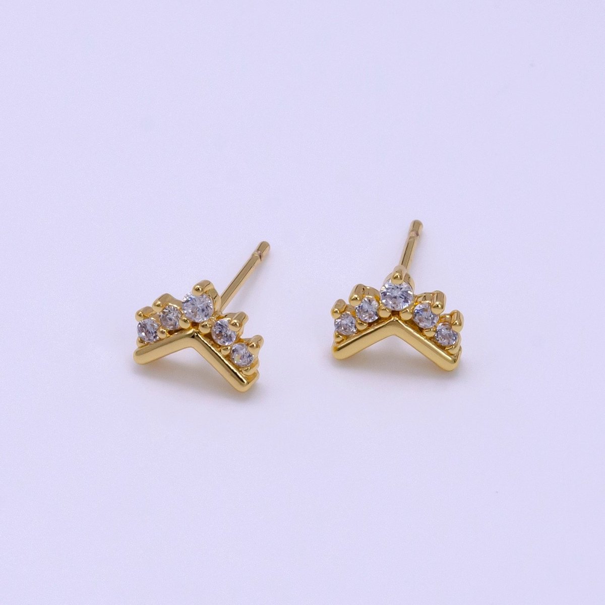 16K Gold Filled 6mm Clear CZ Geometric Arrow Stud Earrings | Clearance