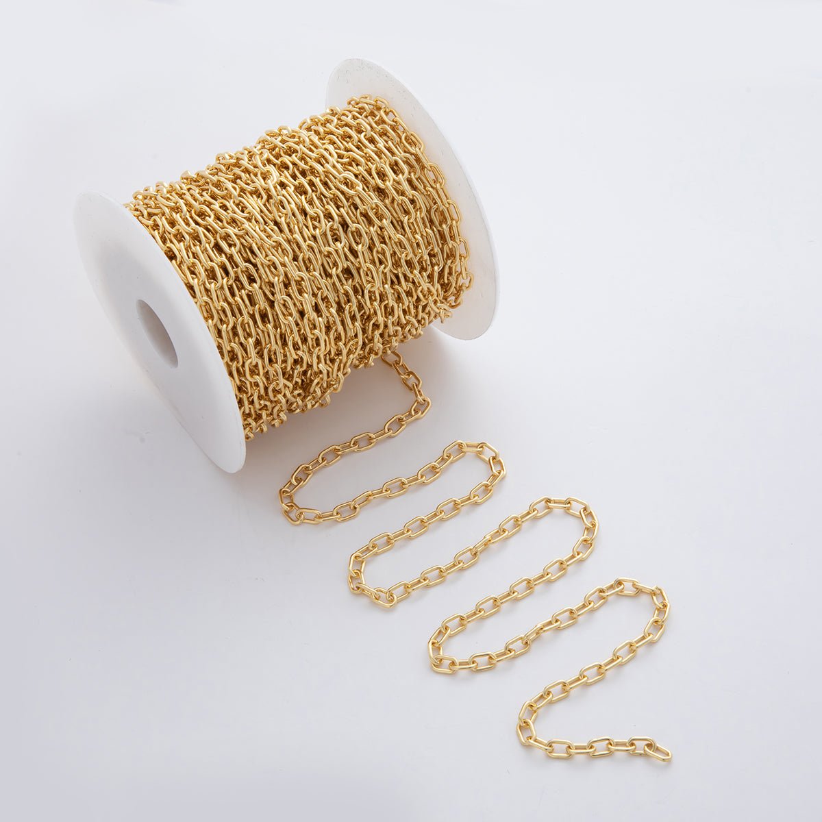 16K Gold Filled 8.3mm Thick Paperclip Link Unfinished Chain by Yard | Roll-1556