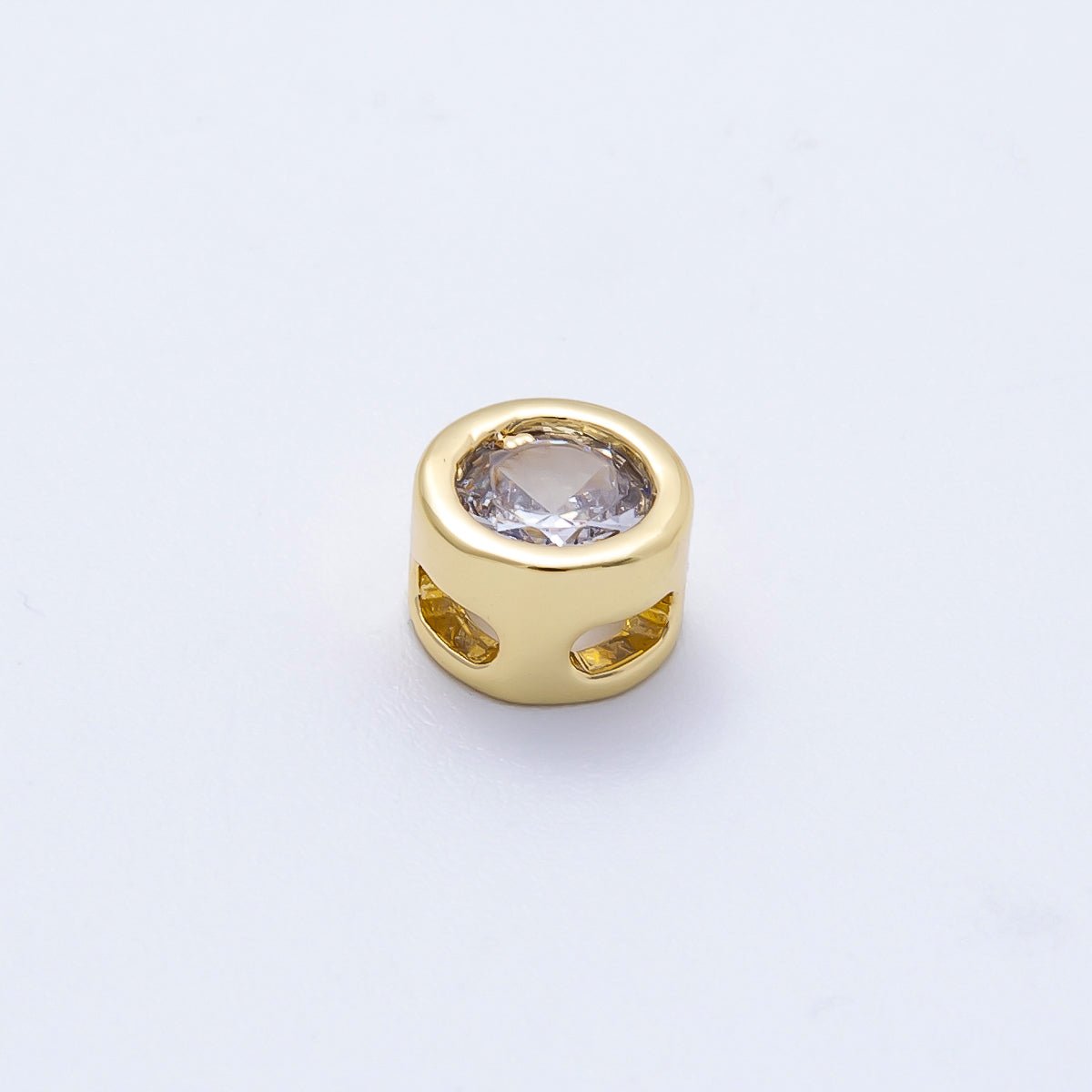 16K Gold Filled 8mm Round Bezel Birthstone Bead Set | Beads-00278 ~ Beads-00289