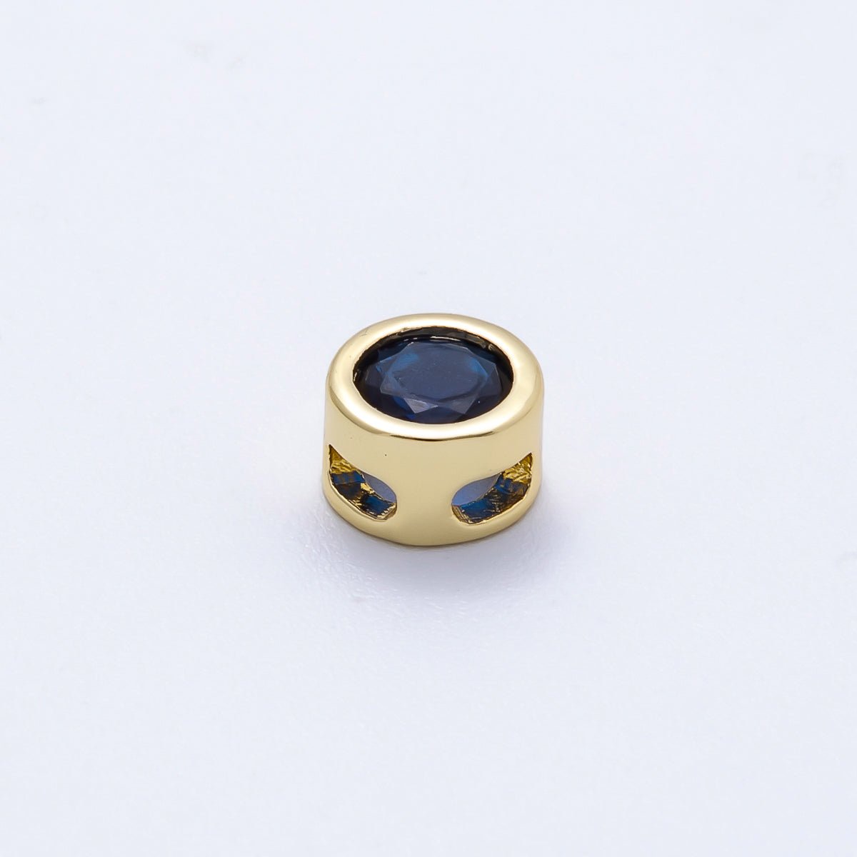 16K Gold Filled 8mm Round Bezel Birthstone Bead Set | Beads-00278 ~ Beads-00289