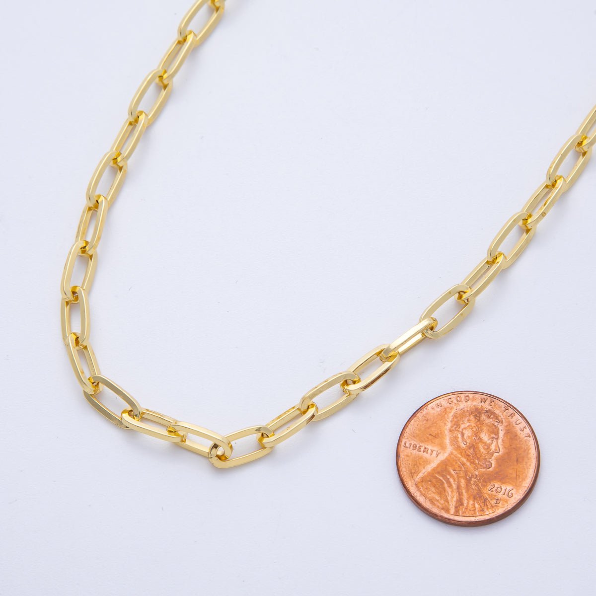 16K Gold Filled 9.3mm x 4.4mm Minimalist Paperclip Unfinished Chain by Yard | Roll-01841