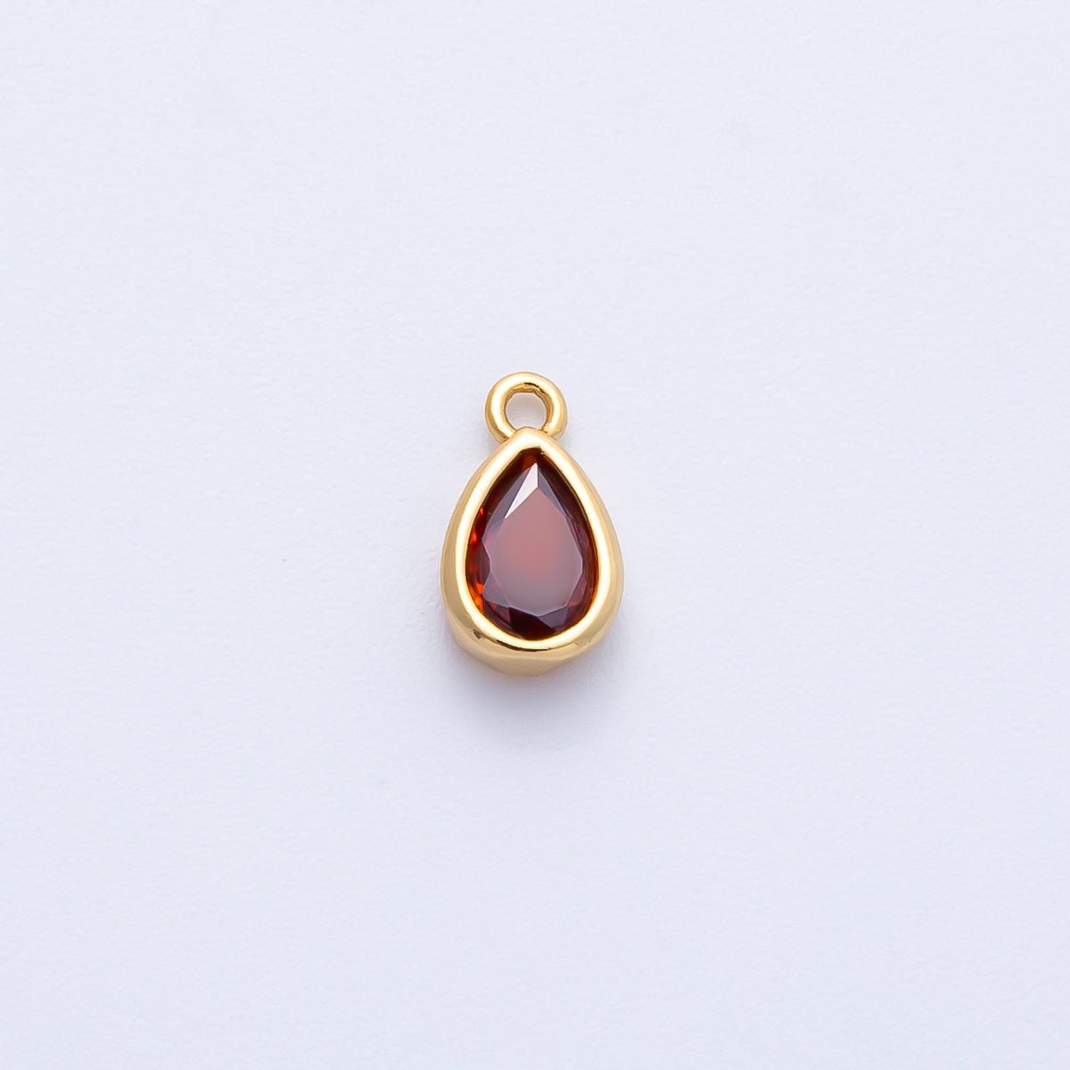 16K Gold Filled 9mm CZ Birthstone Teardrop Bezel Mini Charm | Charms-00359 ~ 00363
