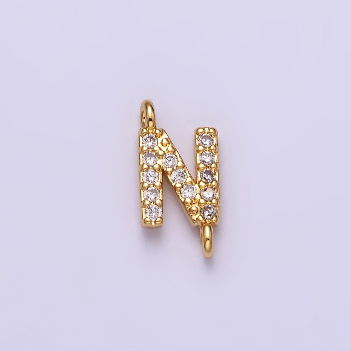16K Gold Filled A-Z Initial Letter Micro Paved CZ Sideway Loop Personalized Jewelry For Necklace Bracelet Link Connector | A-651-A-663