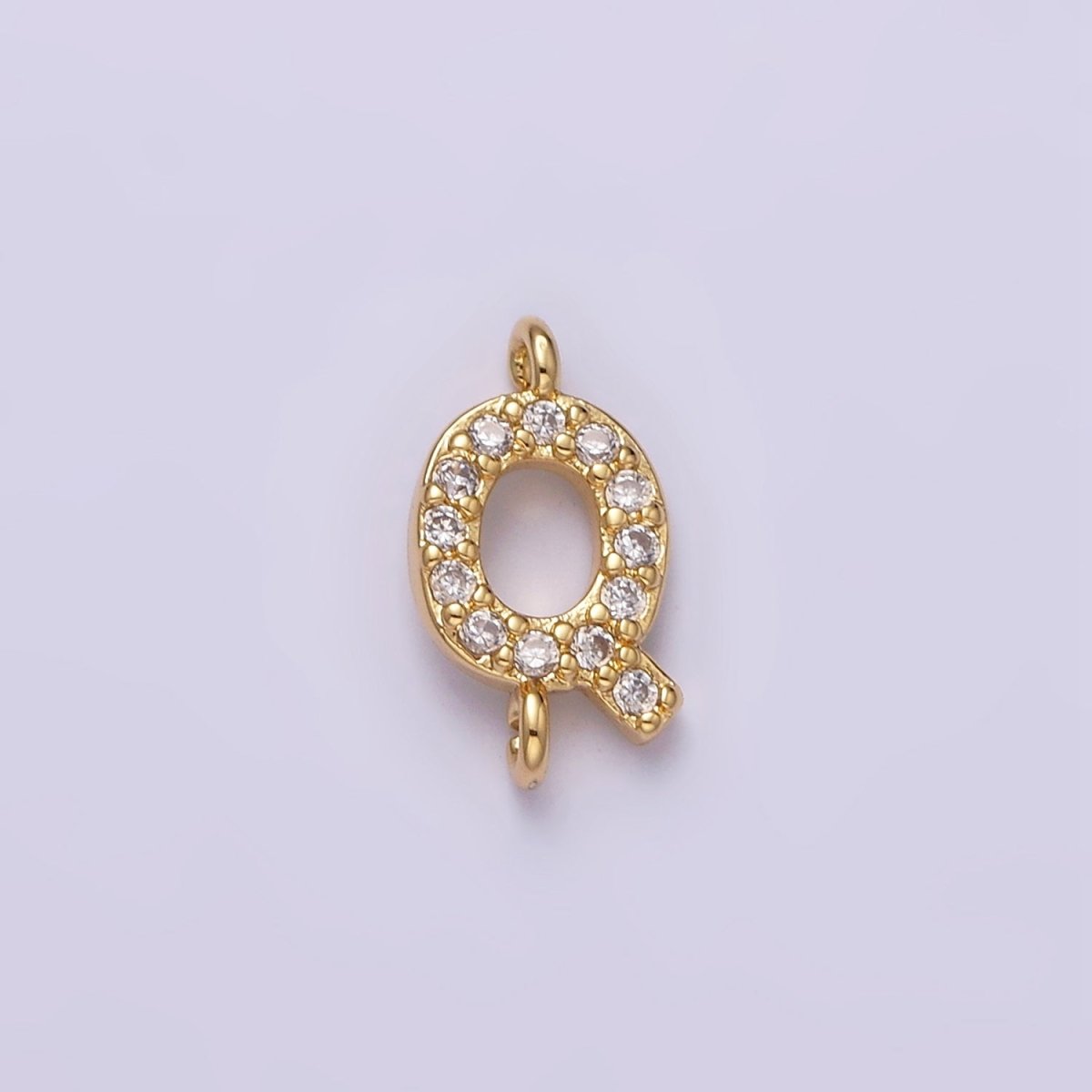 16K Gold Filled A-Z Initial Letter Micro Paved CZ Sideway Loop Personalized Jewelry For Necklace Bracelet Link Connector | A-651-A-663