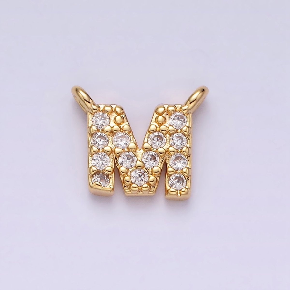 16K Gold Filled A-Z Initial Letter Micro Paved CZ Top Loop Personalized Connector | A-585-A-597