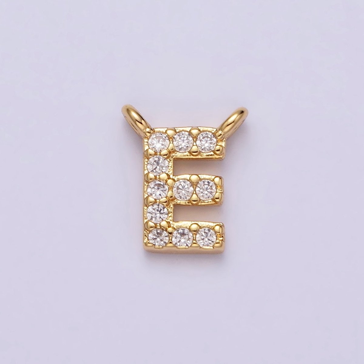 16K Gold Filled A-Z Initial Letter Micro Paved CZ Top Loop Personalized Connector | A-585-A-597