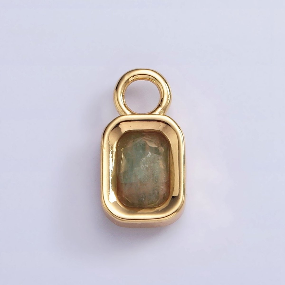 16K Gold Filled Baguette Multifaceted Natural Gemstone Personalized Add-On Charm | AC1492 - AC1504