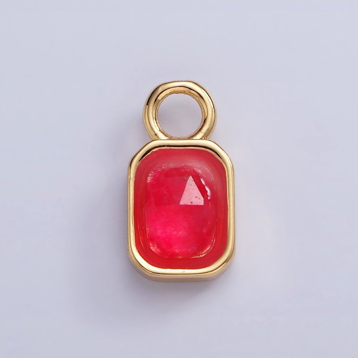 16K Gold Filled Baguette Multifaceted Natural Gemstone Personalized Add-On Charm | AC1492 - AC1504