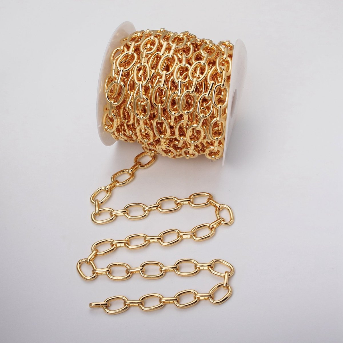16k Gold Plated Cable Chain Link Unfinished Chain by Yard for Statement Layer Necklace Chain Streetwear Essentials | ROLL-1207 ROLL-1208
