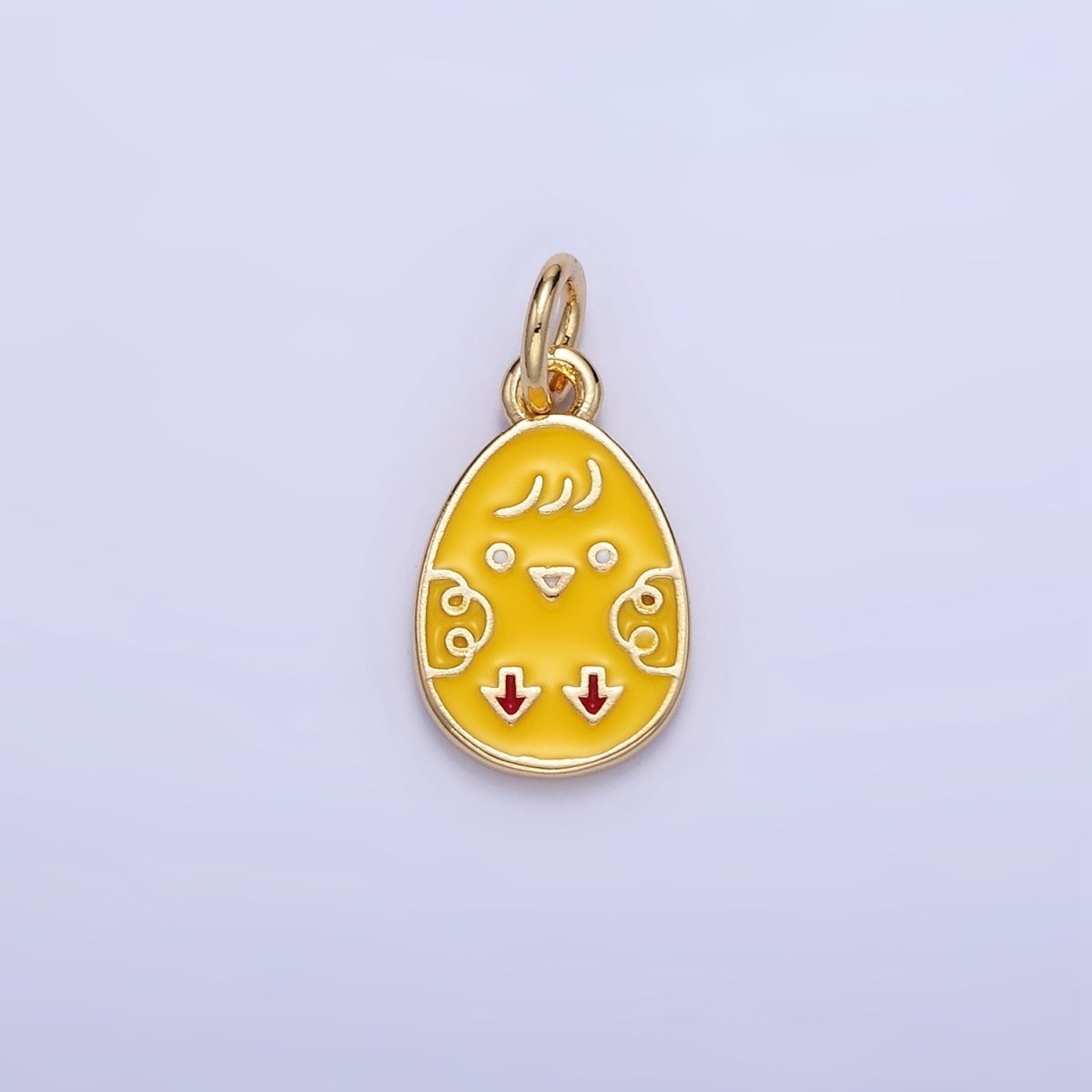 16K Gold Filled Chicken Yellow Enamel Easter Egg Charm | C117