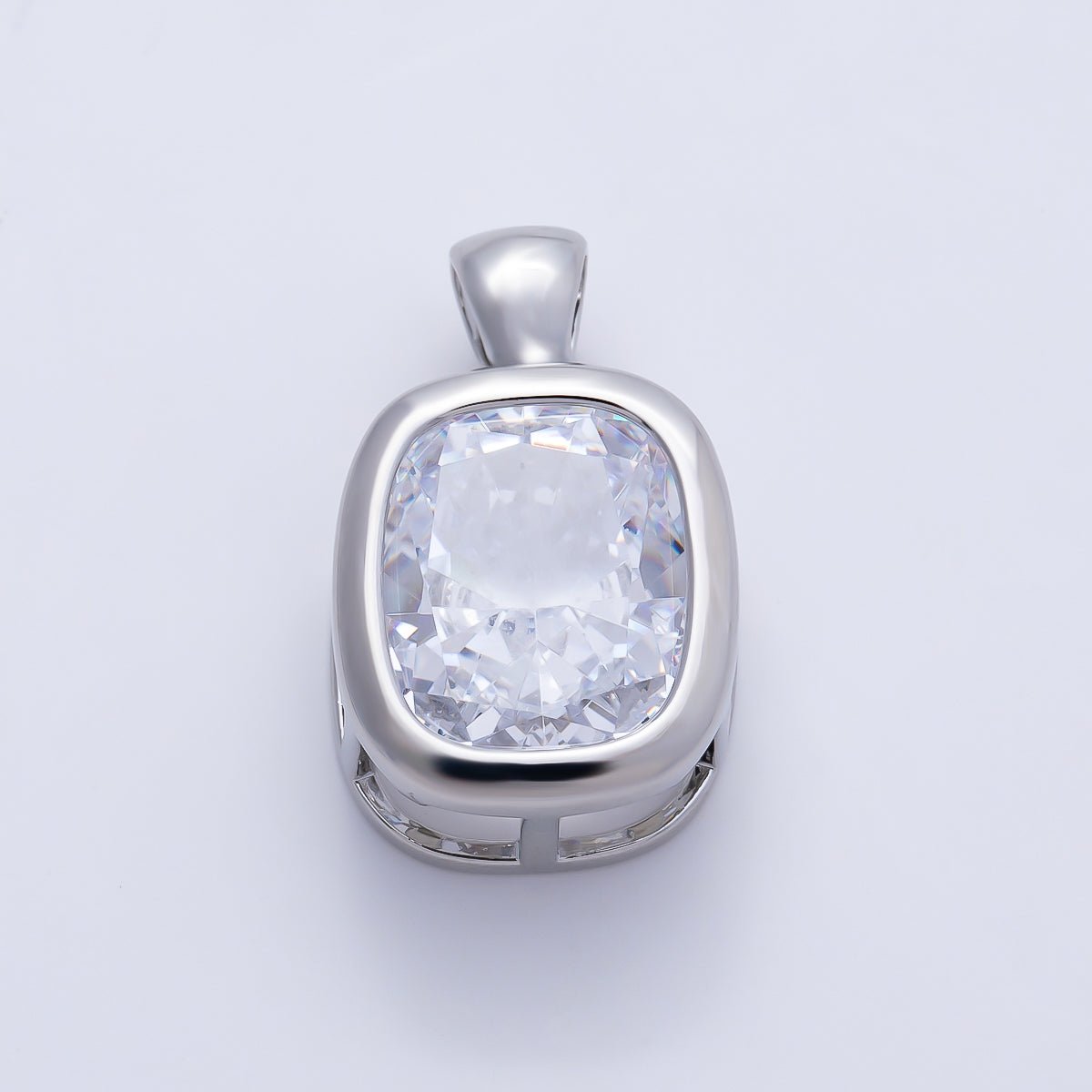 16K Gold Filled Clear CZ Baguette Round Hexagon Bezel Pendant in Gold & Silver | Charms-01081 ~ Charms-01096