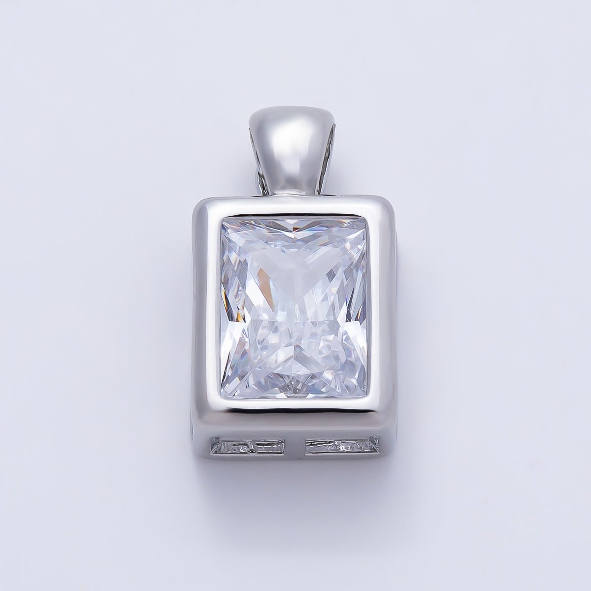 16K Gold Filled Clear CZ Baguette Round Hexagon Bezel Pendant in Gold & Silver | Charms-01081 ~ Charms-01096