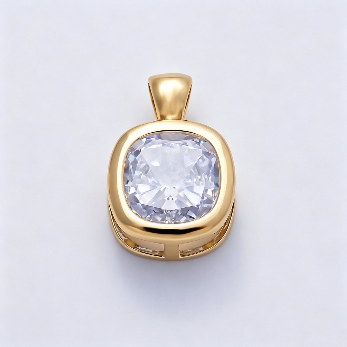 16K Gold Filled Clear CZ Baguette Round Hexagon Bezel Pendant in Gold & Silver | Charms-01081 ~ Charms-01096