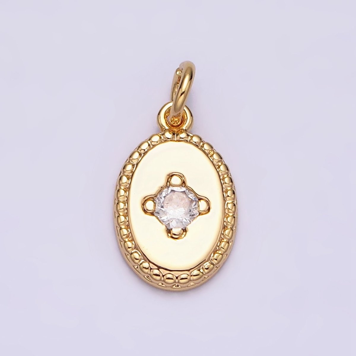 16K Gold Filled Clear CZ Braided 14mm Oval Minimalist Charm | AC1271