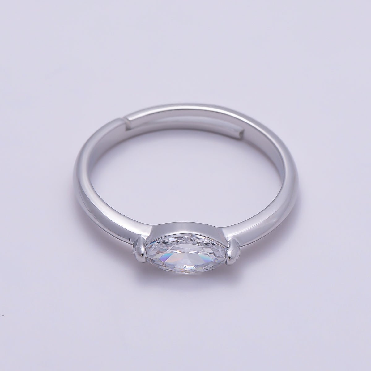 16K Gold Filled Clear CZ Marquise Mini Solitaire Adjustable Ring in Gold & Silver | Rings-00134 Rings-00135