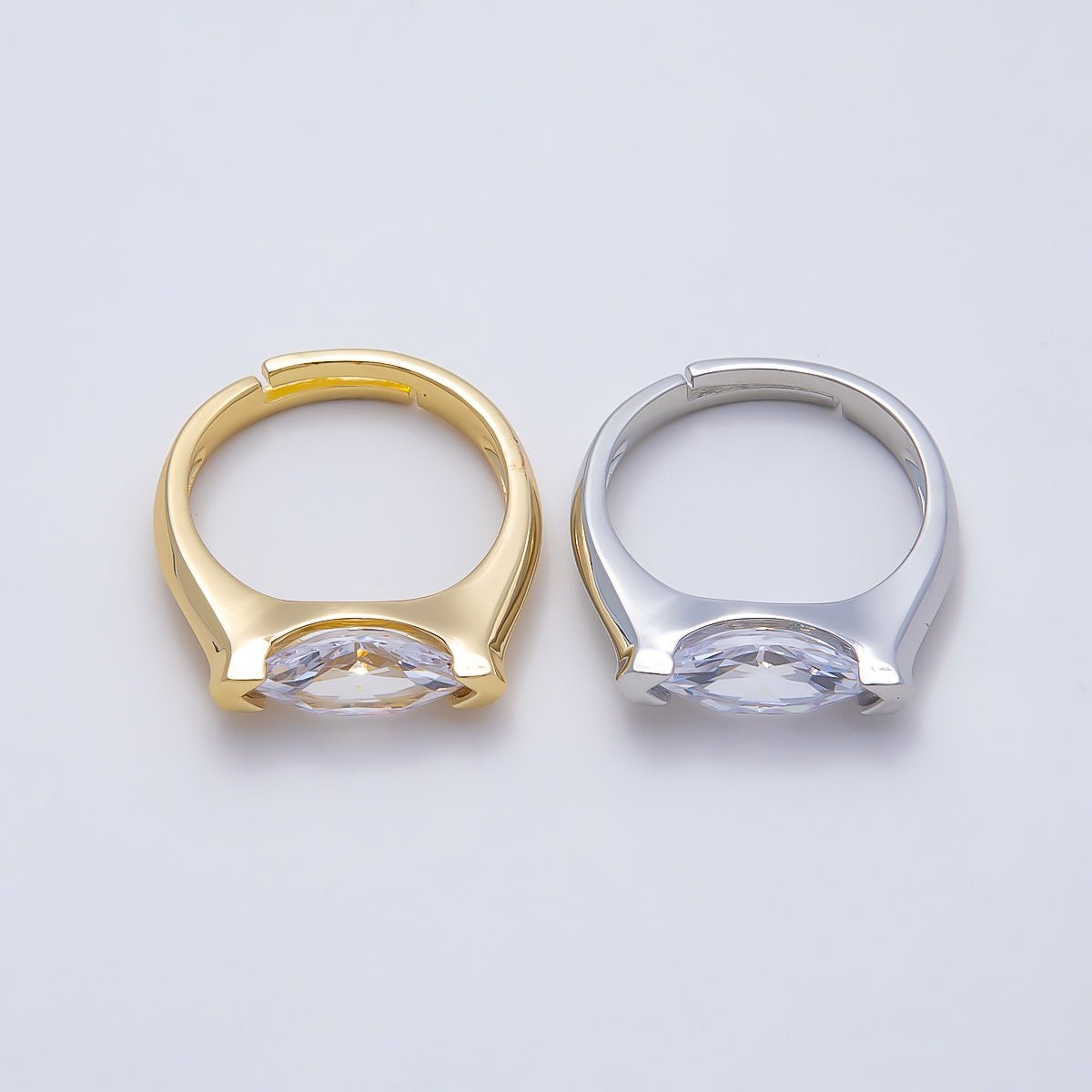 16K Gold Filled Clear CZ Marquise Prong Ring in Gold & Silver | Rings-00297 Rings-00298