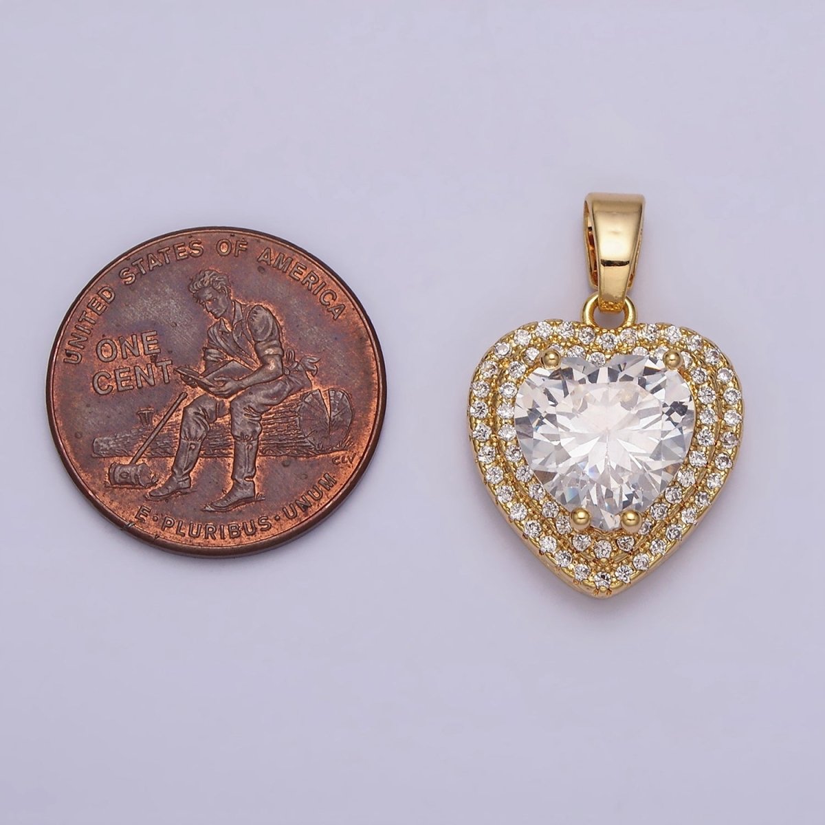 16K Gold Filled Clear CZ Micro Paved Pendant in Gold & Silver | AC1123 AA1124