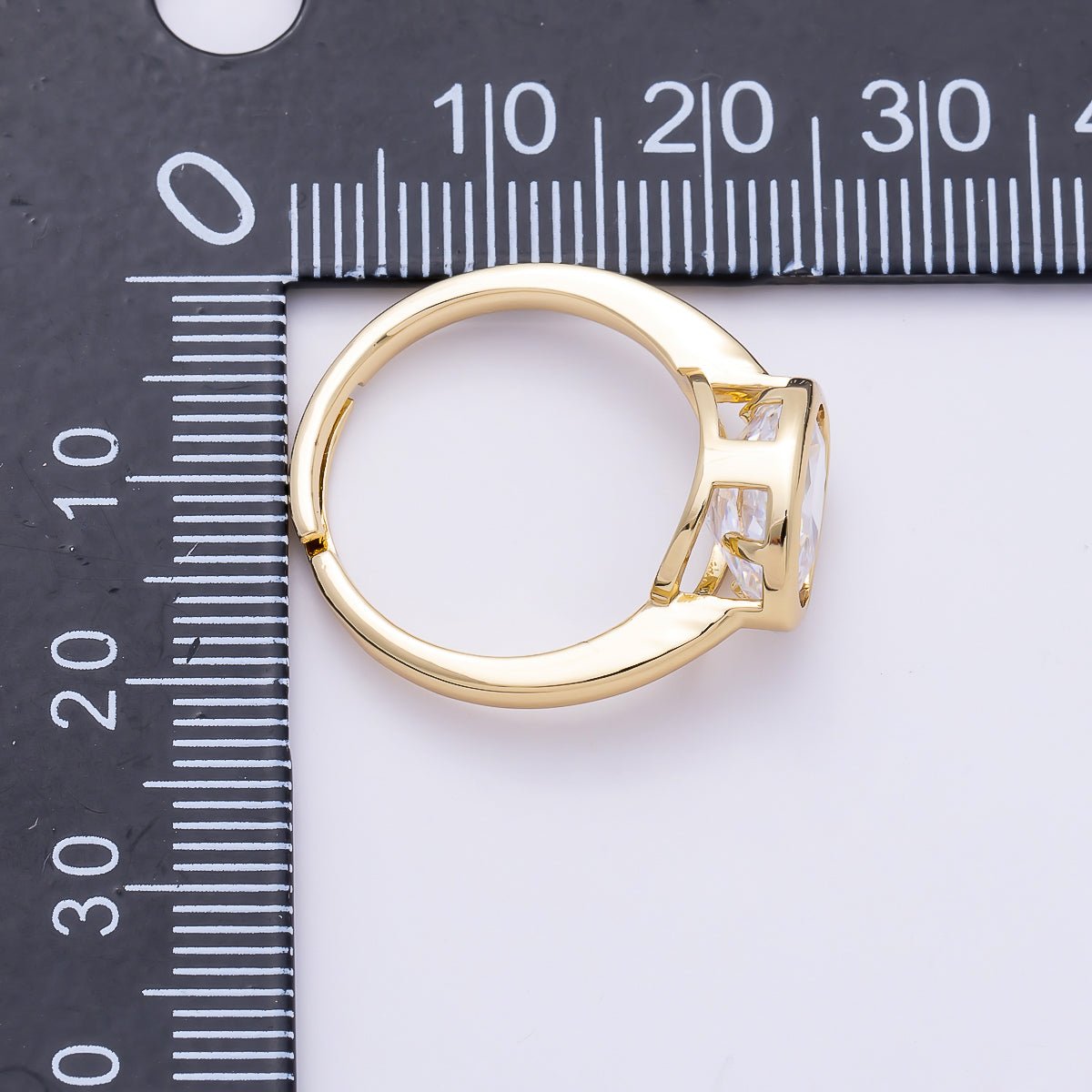 16K Gold Filled Clear CZ Oval Bezel Ring in Gold & Silver | Rings-00295 Rings-00296