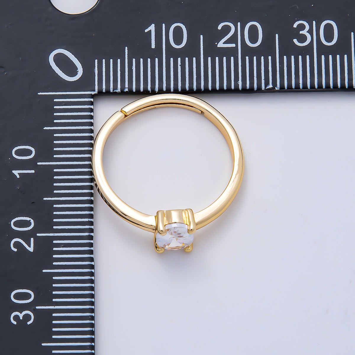 16K Gold Filled Clear Oval CZ Solitaire Adjustable Ring in Gold & Silver | Rings-00147 Rings-00148