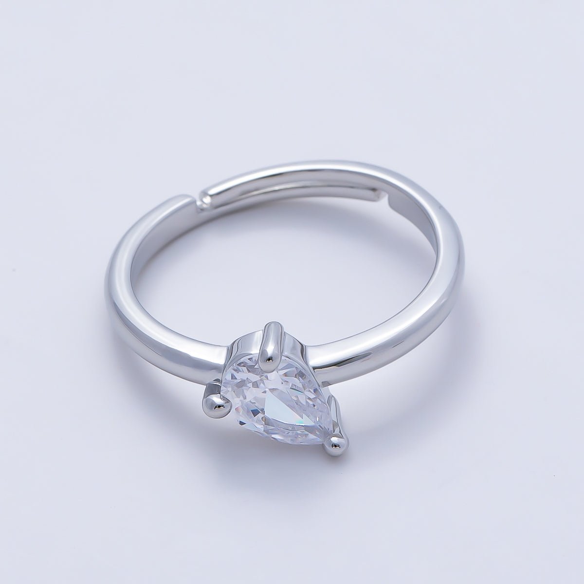16K Gold Filled Clear Teardrop CZ Solitaire Ring in Gold & Silver | Rings-00165 Rings-00166