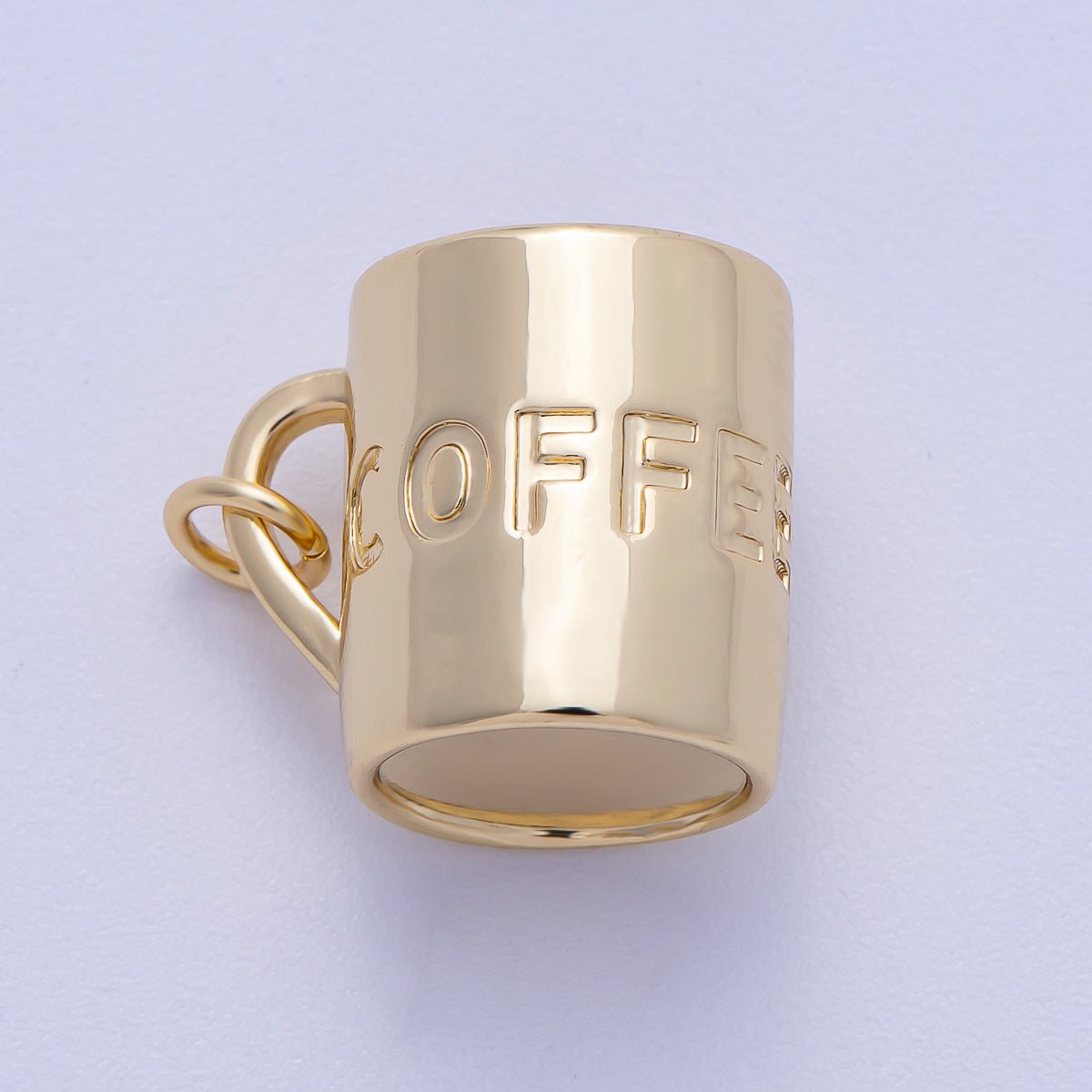 16K Gold Filled Coffee Cup Minimalist 3D Multidimensional Charm | Charms-00468