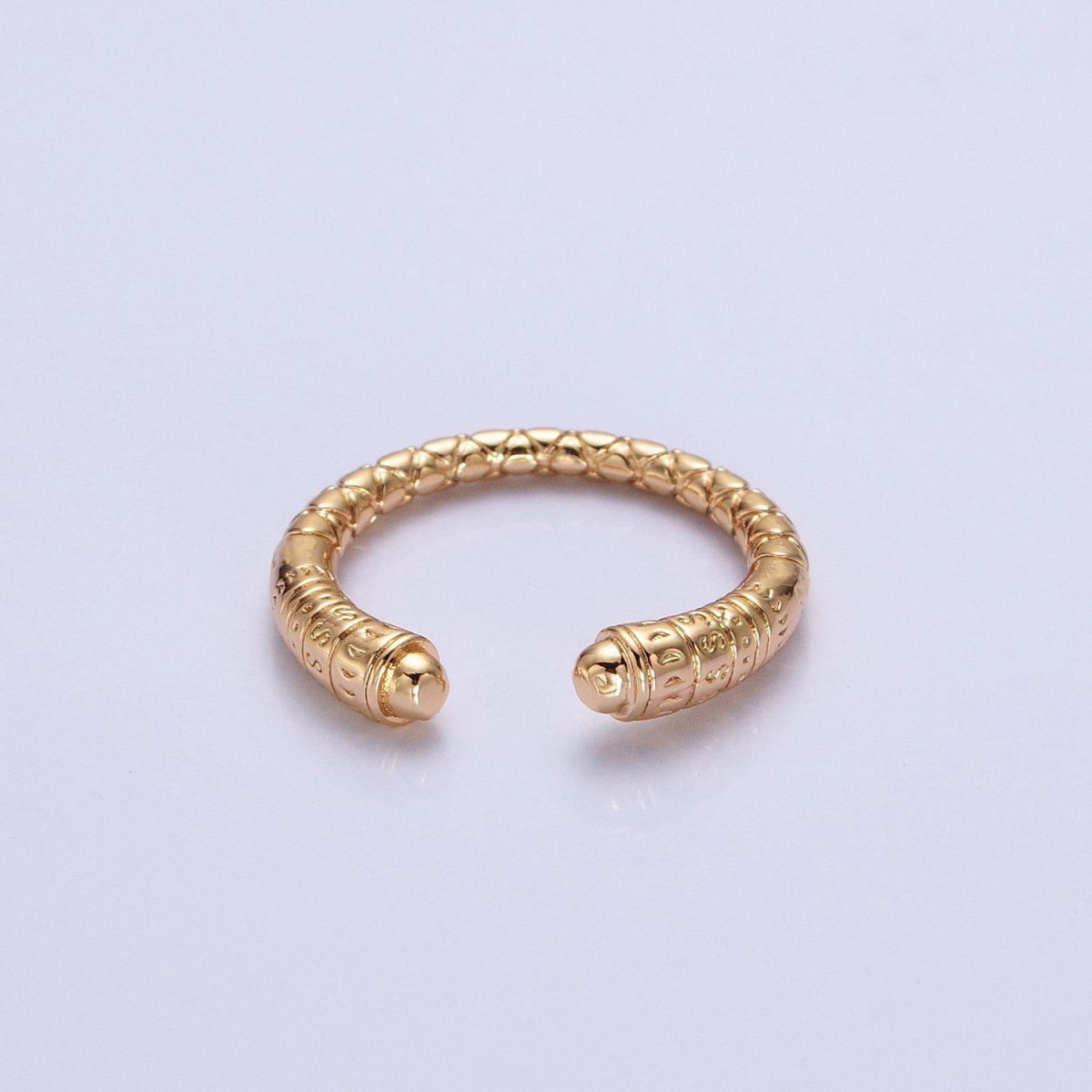 16K Gold Filled Engraved S Crescent Moon Open Adjustable Ring in Gold & Silver | O-1926 O-1927