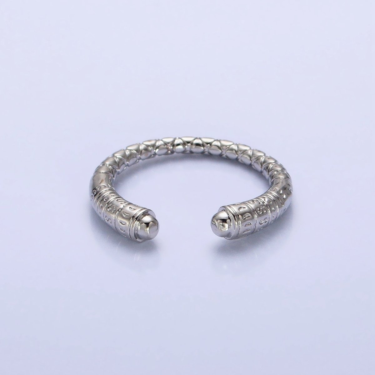 16K Gold Filled Engraved S Crescent Moon Open Adjustable Ring in Gold & Silver | O-1926 O-1927